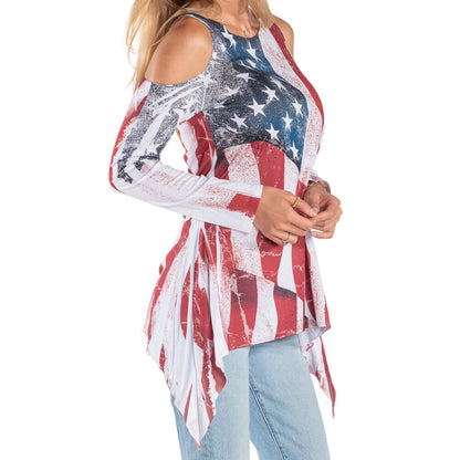Made in USA Cold Shoulder Tunic - Women's Flag Top | Flag Shirt