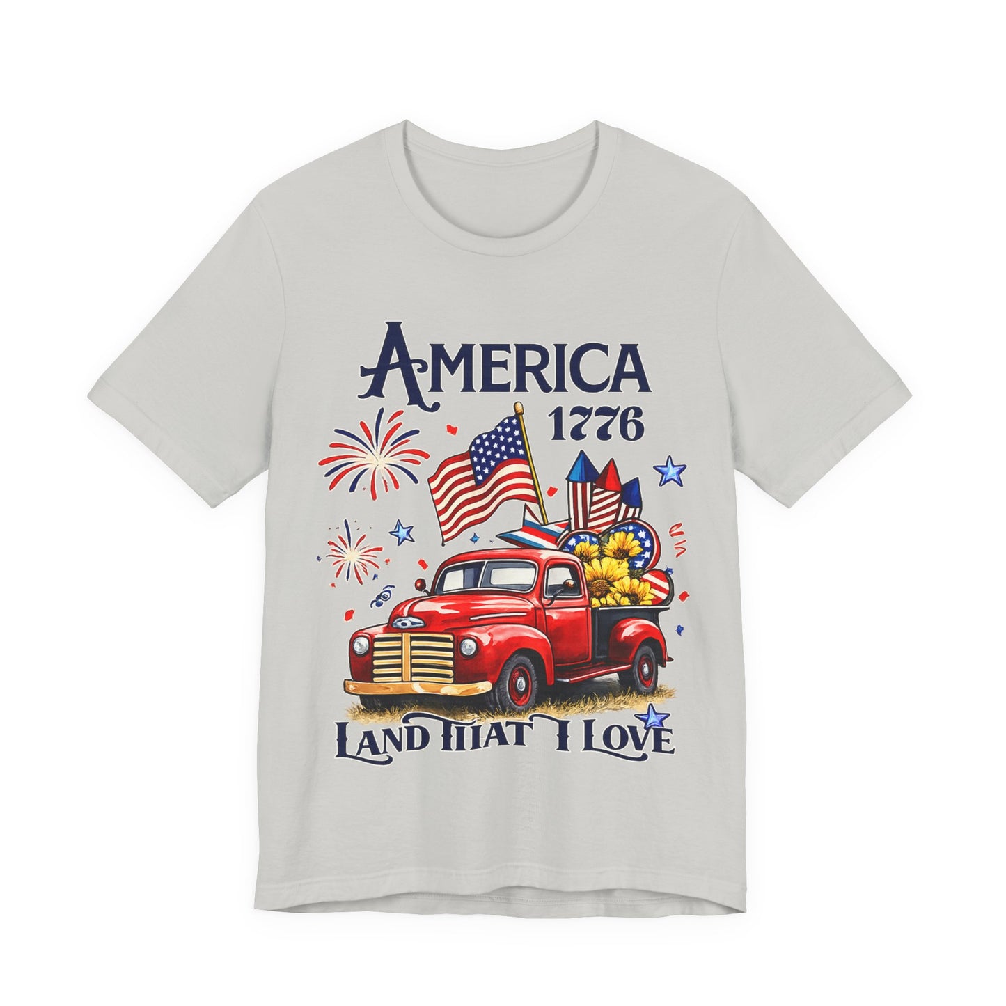 Patriotic Red Truck T‑Shirt — "America 1776 Land That I Love" Fourth of July Tee