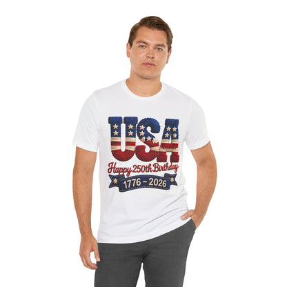 America 250 Distressed Flag Tee — 1776 to 2026 Patriotic Birthday Shirt