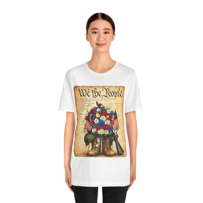 America 250 Flag Bouquet Tee — We the People Military Boots Memorial Shirt