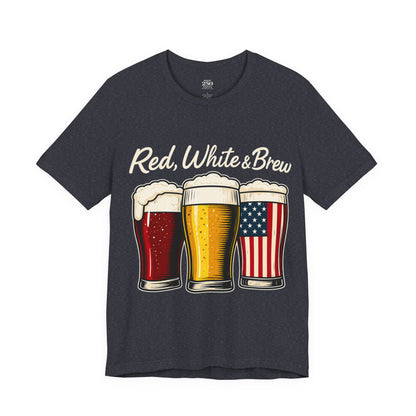 America 250 Red White Brew Beer Tee — Patriotic 4th of July T-Shirt