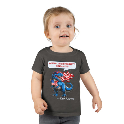Toddler T-Shirt - "America's Birthday? DINO-MITE!" Patriotic Dino Kids Tee