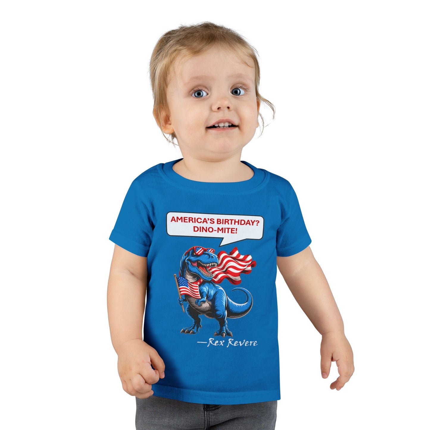 Toddler T-Shirt - "America's Birthday? DINO-MITE!" Patriotic Dino Kids Tee