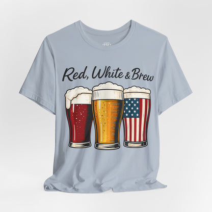 America 250 Red White Brew Beer Tee — Patriotic 4th of July T-Shirt