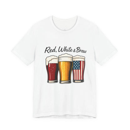 America 250 Red White Brew Beer Tee — Patriotic 4th of July T-Shirt