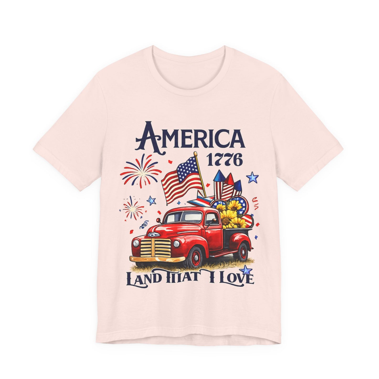 Patriotic Red Truck T‑Shirt — "America 1776 Land That I Love" Fourth of July Tee