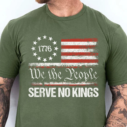 We The People Serve No Kings Shirt | Anti Trump Protest Tee | 1776 Distressed American Flag Dark Shirt 682475