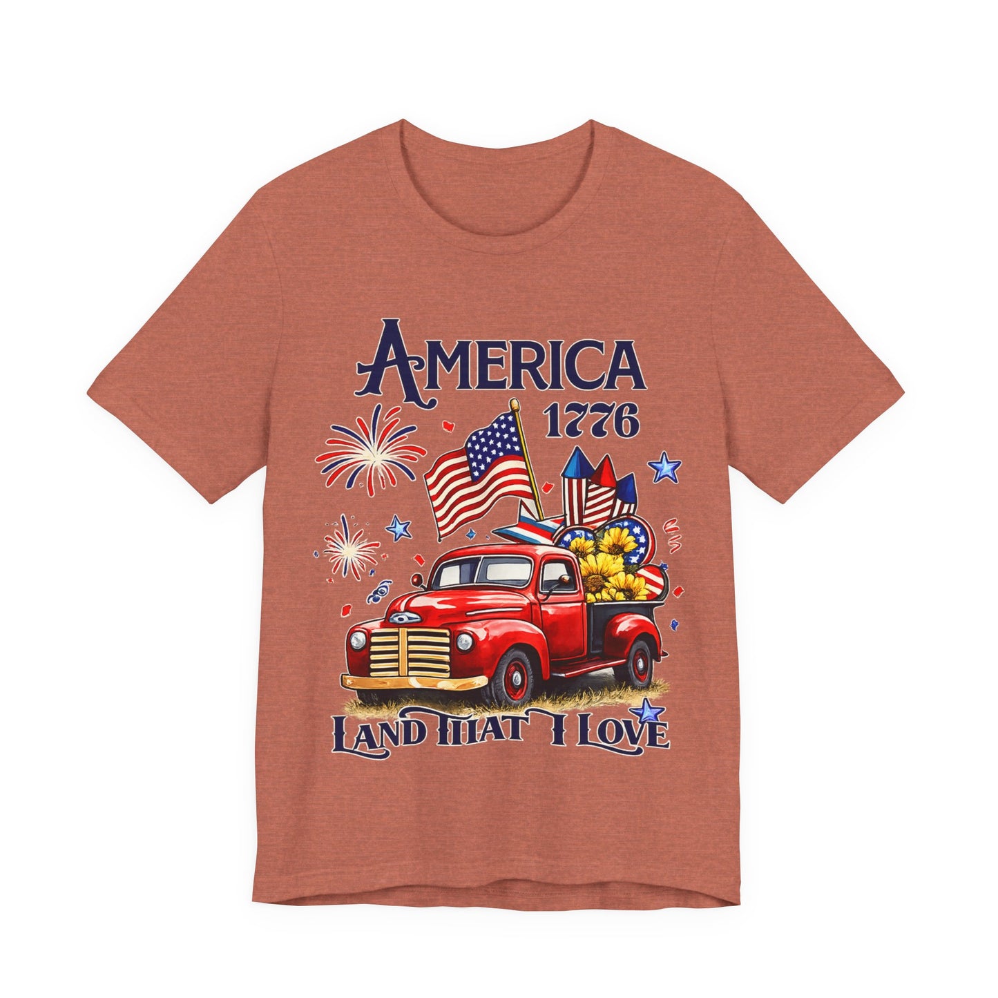 Patriotic Red Truck T‑Shirt — "America 1776 Land That I Love" Fourth of July Tee
