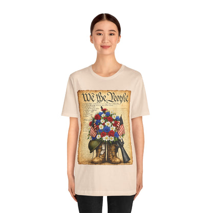 America 250 Flag Bouquet Tee — We the People Military Boots Memorial Shirt