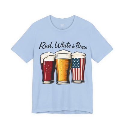America 250 Red White Brew Beer Tee — Patriotic 4th of July T-Shirt