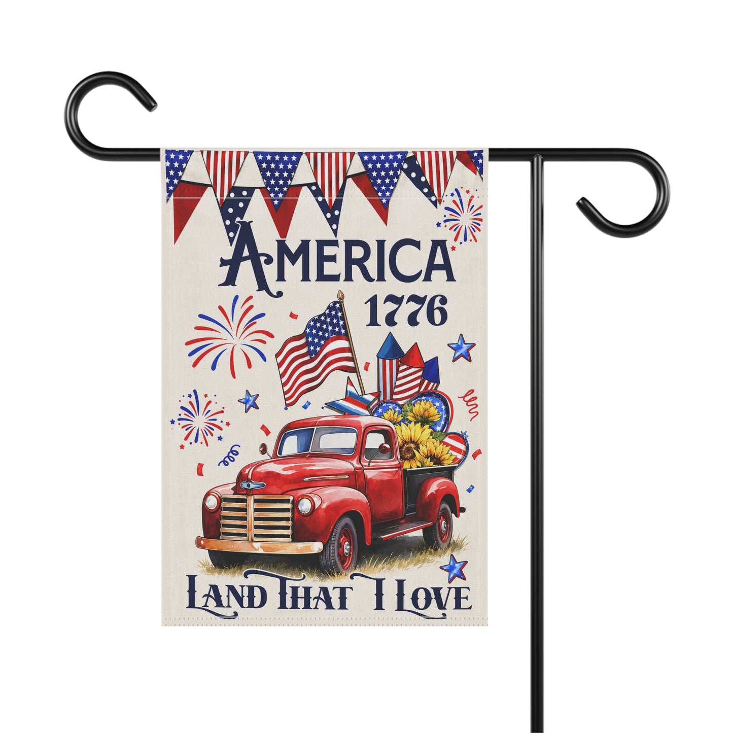 Americana Garden Flag – 'America 1776 Land That I Love' Patriotic Truck Banner