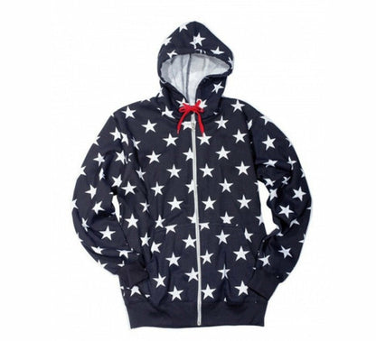 American Flag Stars Printed Men's US Flag  Zip Up Hoody - 155026
