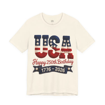 America 250 Distressed Flag Tee — 1776 to 2026 Patriotic Birthday Shirt