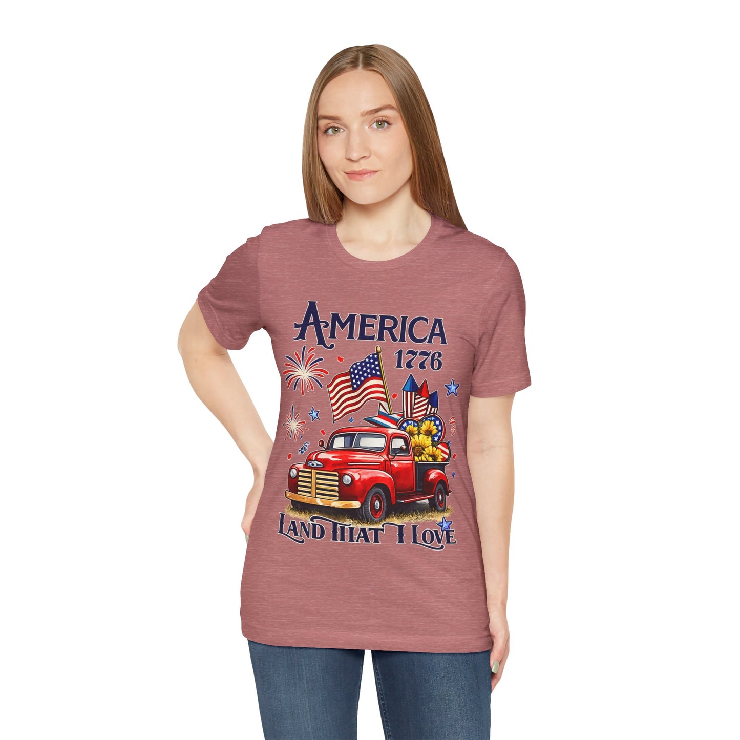 Patriotic Red Truck T‑Shirt — "America 1776 Land That I Love" Fourth of July Tee