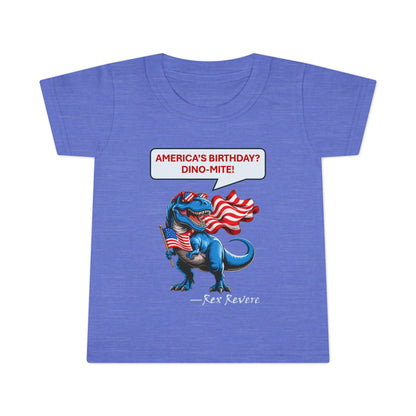 Toddler T-Shirt - "America's Birthday? DINO-MITE!" Patriotic Dino Kids Tee