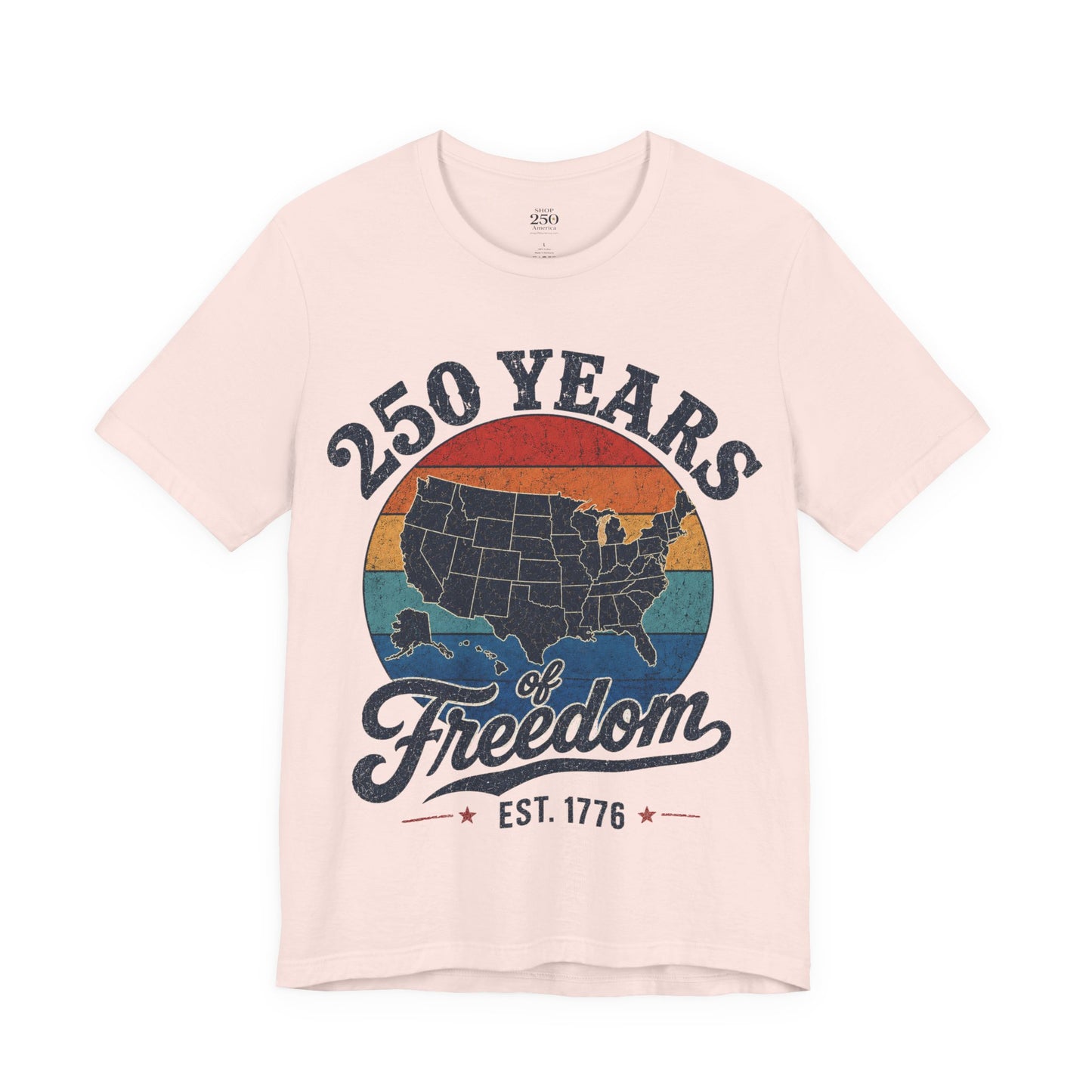 America 250 Distressed Map Tee — 250 Years of Freedom