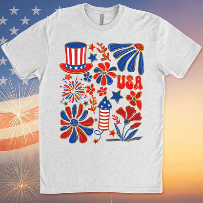 Retro America Coquette Shirt - Floral 4th of July Vintage USA T-Shirt