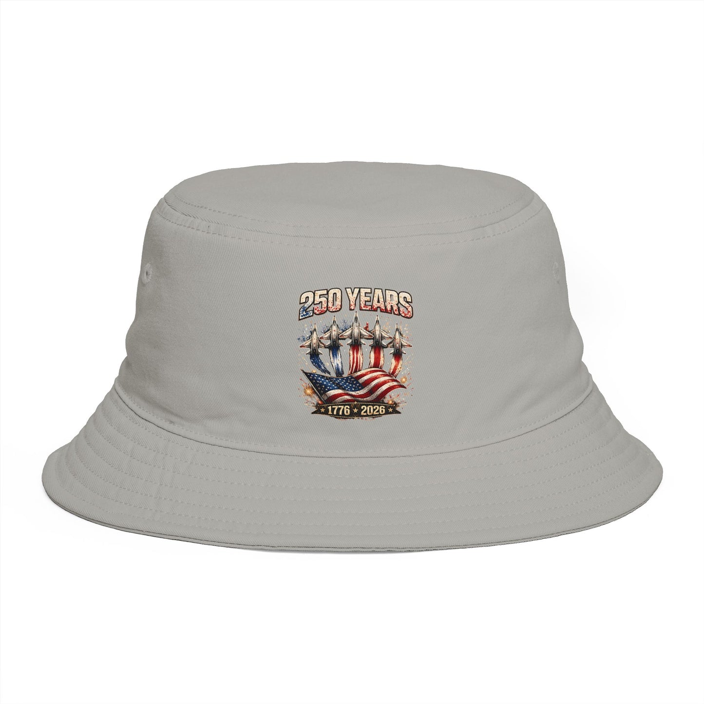 250 Years American Flag Bucket Hat – 1776–2026 Patriotic Cotton Cap