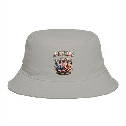 250 Years American Flag Bucket Hat – 1776–2026 Patriotic Cotton Cap