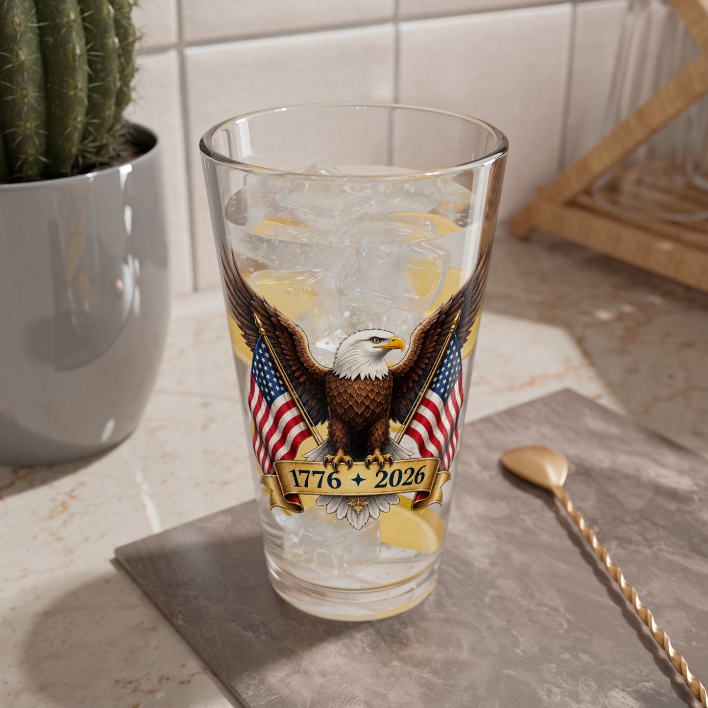 America 250 Eagle Flag Commemorative Glass