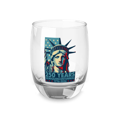 Clear glass with Statue of Liberty design and '250 Years' text