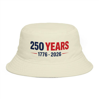 Patriotic Cotton Bucket Hat – Reinforced Brim, One Size, 4 Colors