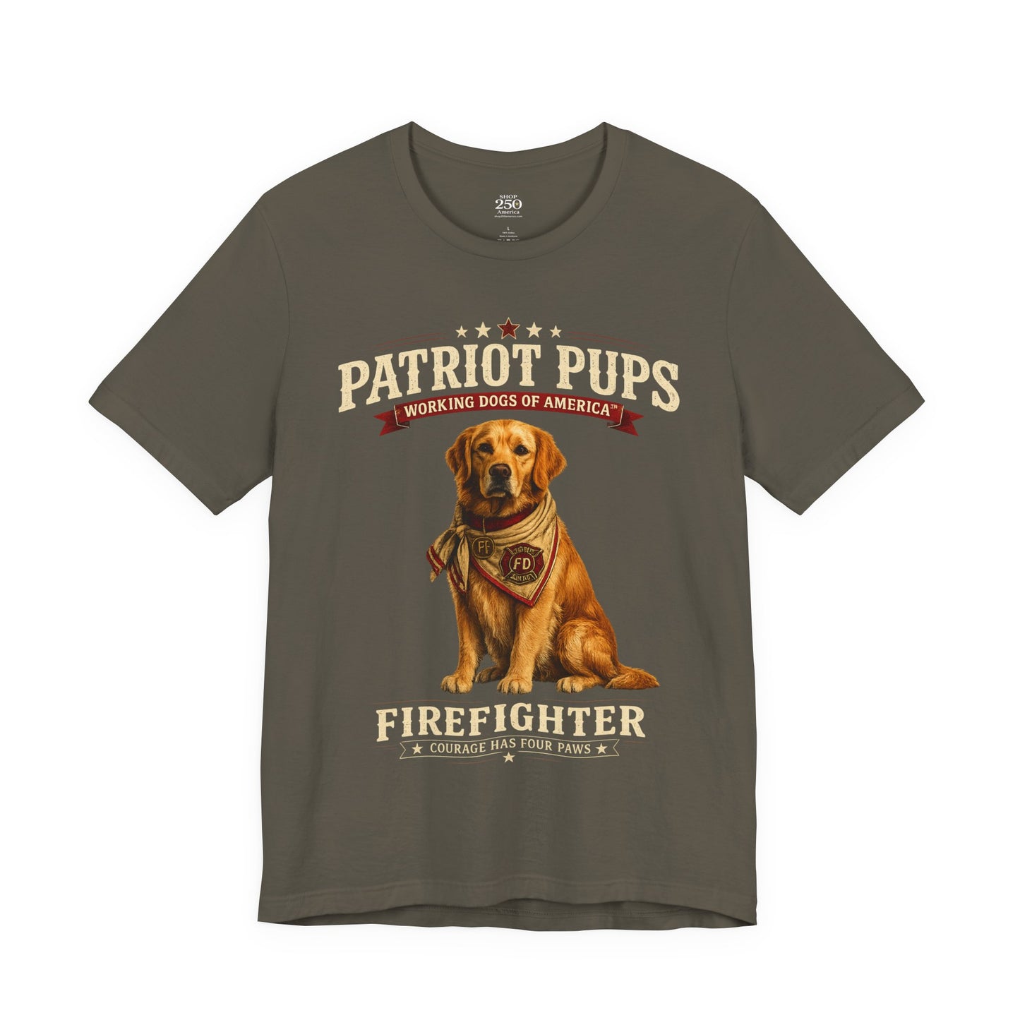 Scout the Firefighter T-Shirt | Patriot Pups™ | Courage Has Four Paws
