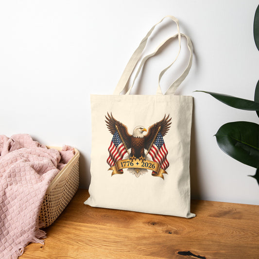 America 250 Patriotic Canvas Tote Bag – Heavy-Duty 12 oz