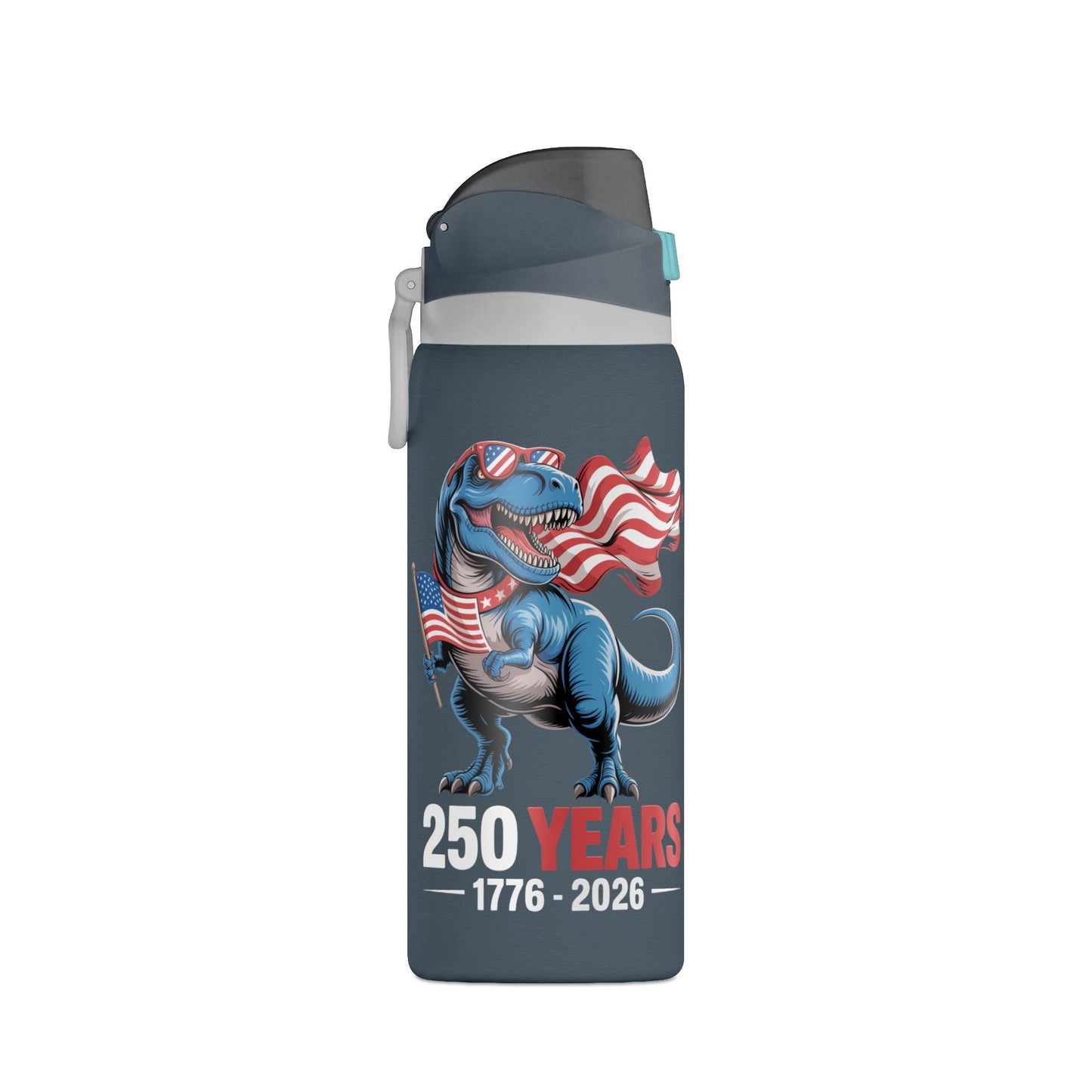 America 250 T-Rex Flag Insulated Bottle — 32oz Patriotic Drinkware