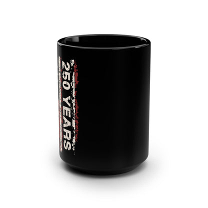 America 250 Black Mug 1776-2026 — 15oz Patriotic Coffee Cup