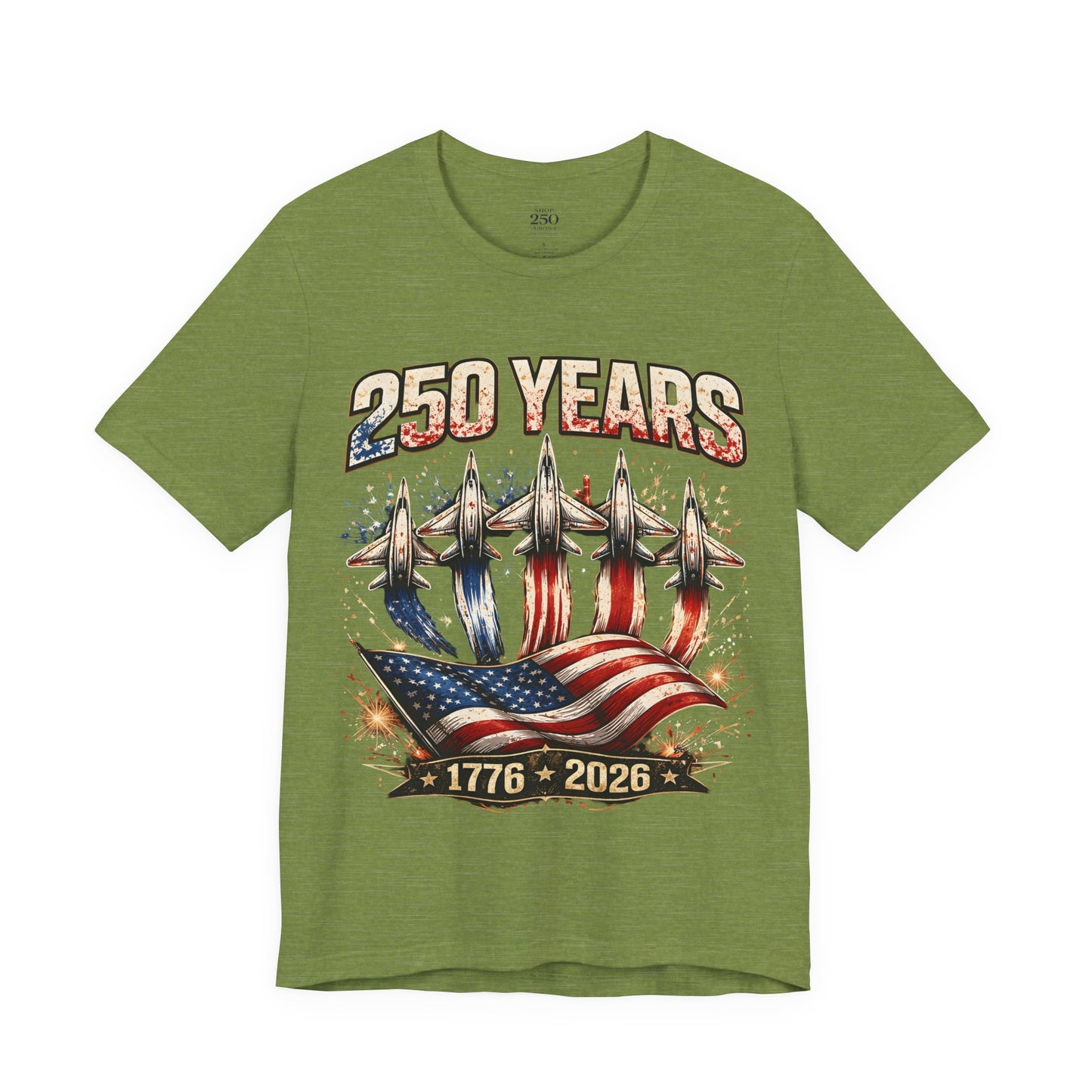 250 Years Patriotic T-Shirt – American Flag & Jets, 1776–2026 Anniversary Tee