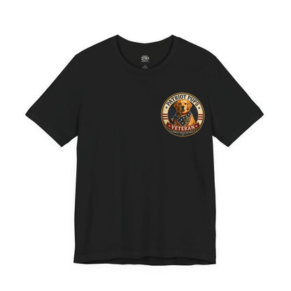 Patriot Pups Veteran T-Shirt — American Flag Dog Military Tribute Tee