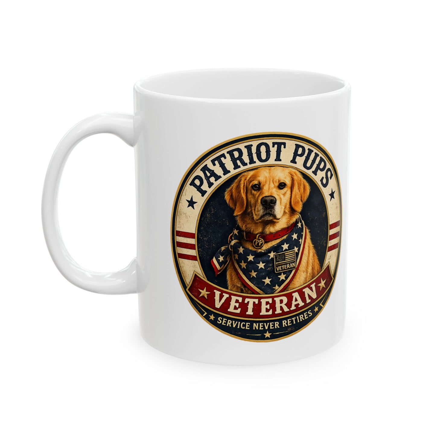 Scout the Veteran Ceramic Mug | Patriot Pups™ | Service Never Retires
