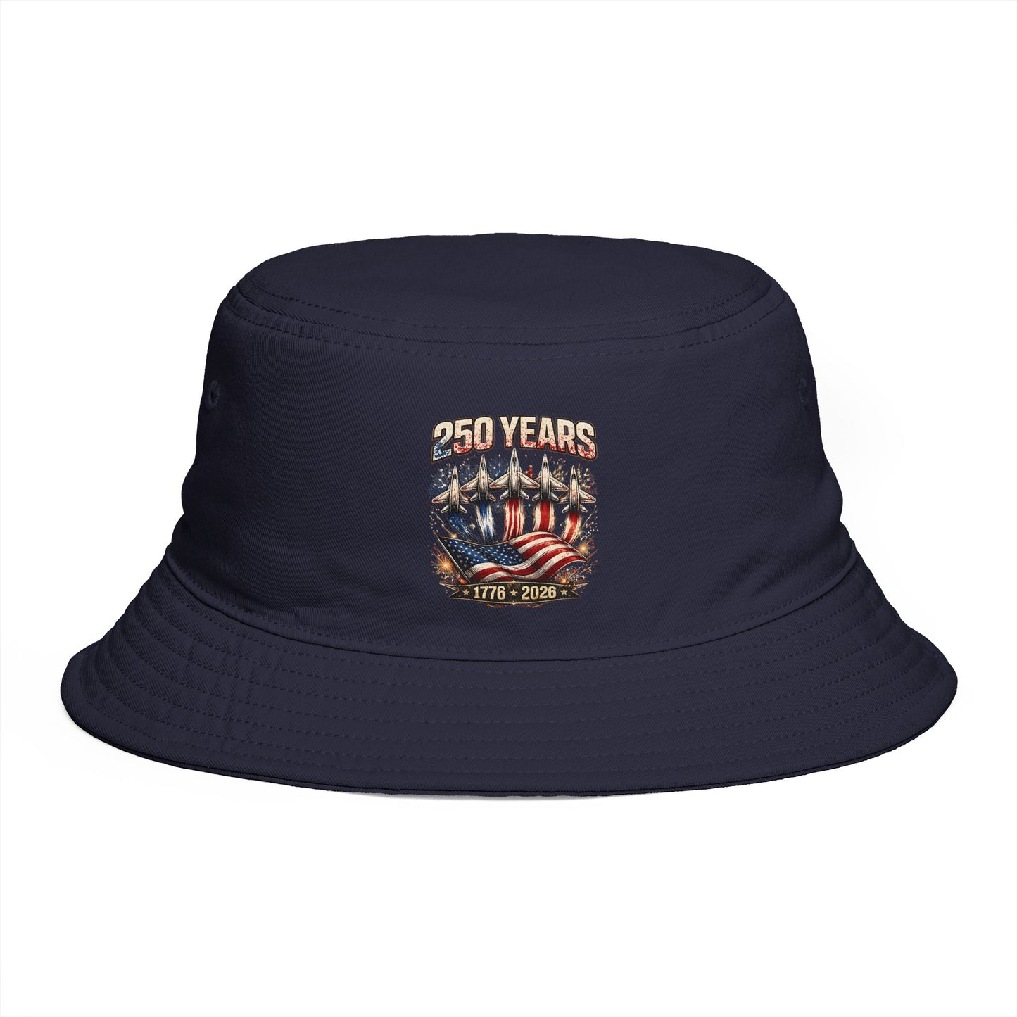 250 Years American Flag Bucket Hat – 1776–2026 Patriotic Cotton Cap