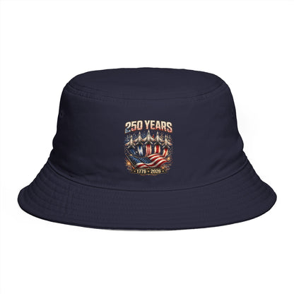 250 Years American Flag Bucket Hat – 1776–2026 Patriotic Cotton Cap