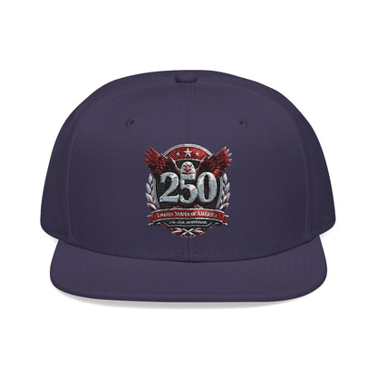 America 250 Embroidered Snapback Hat — Eagle Crest Patriotic Cap