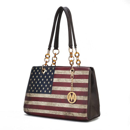 Nevaeh American Flag Shoulder Bag - Patriotic Vegan Leather Handbag