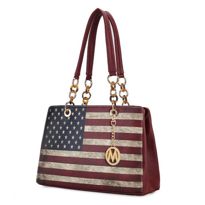 Nevaeh American Flag Shoulder Bag - Patriotic Vegan Leather Handbag