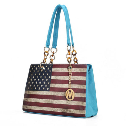 Nevaeh American Flag Shoulder Bag - Patriotic Vegan Leather Handbag