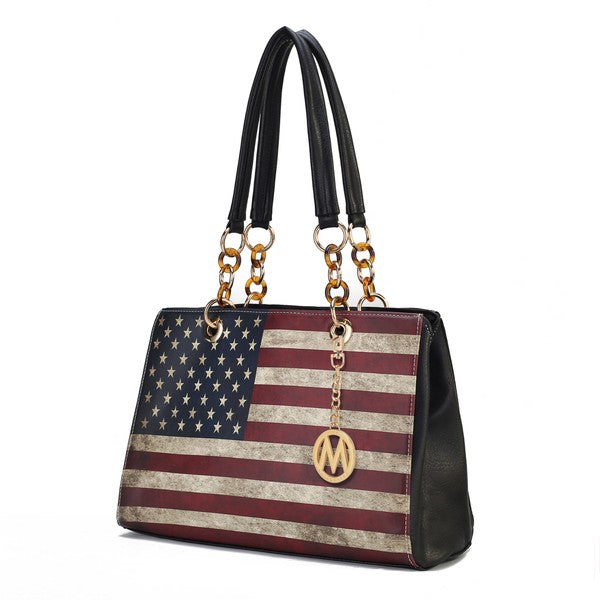 Nevaeh American Flag Shoulder Bag - Patriotic Vegan Leather Handbag