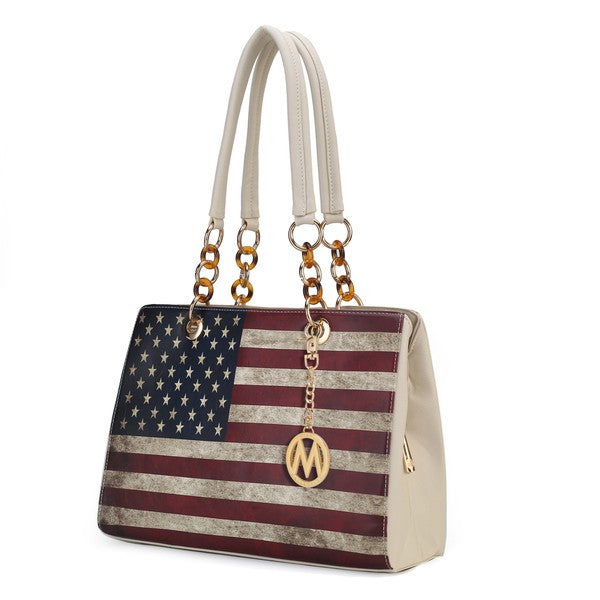 Nevaeh American Flag Shoulder Bag - Patriotic Vegan Leather Handbag