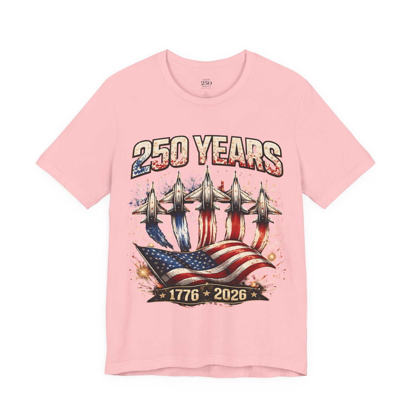 250 Years Patriotic T-Shirt – American Flag & Jets, 1776–2026 Anniversary Tee