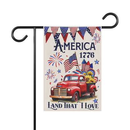 Americana Garden Flag – 'America 1776 Land That I Love' Patriotic Truck Banner