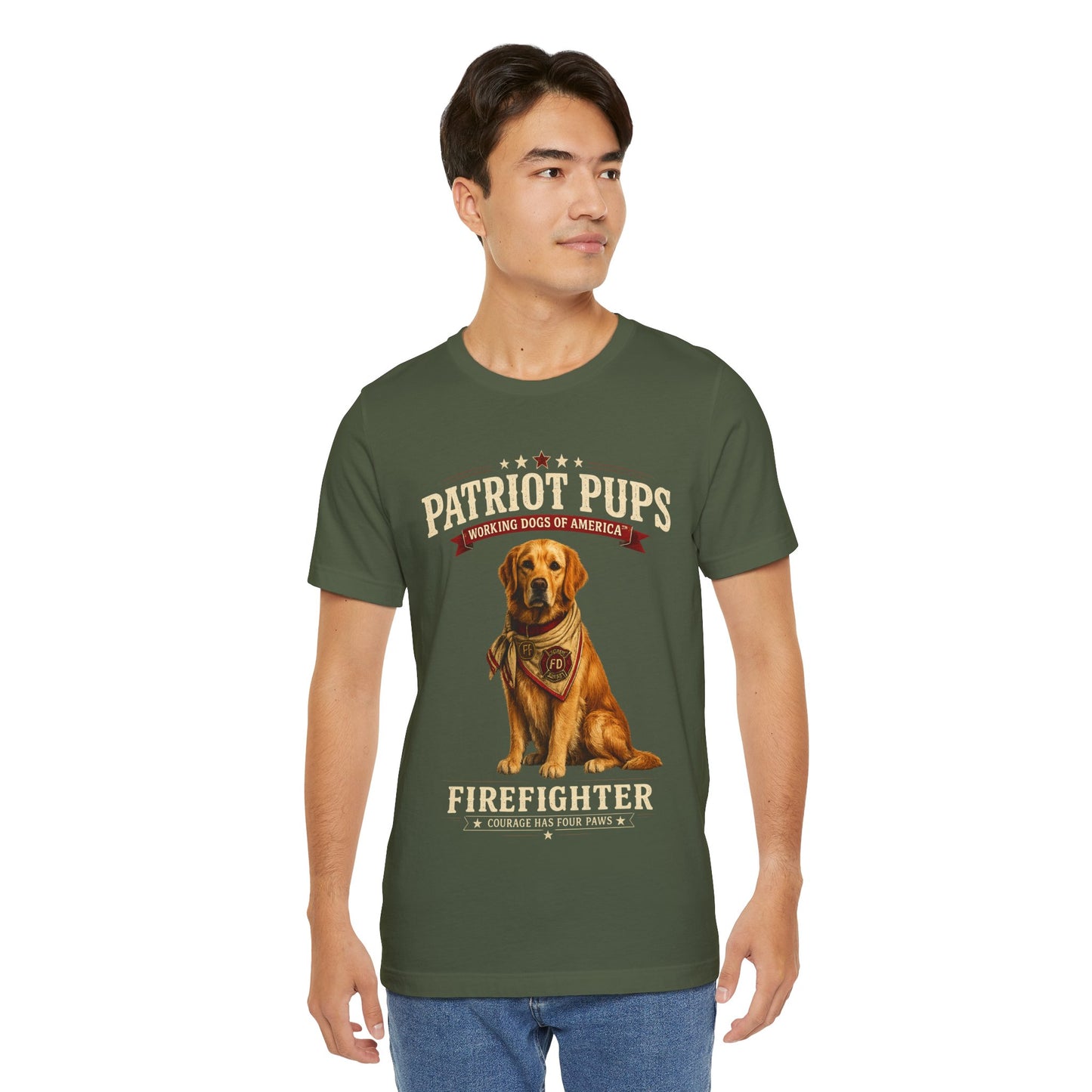 Scout the Firefighter T-Shirt | Patriot Pups™ | Courage Has Four Paws