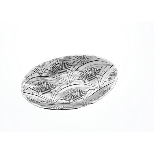 1923 Small Oval Bowl (Aluminum) by Wendell August Forge — angled view