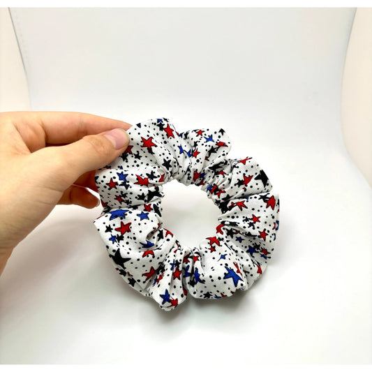 White Stars Patriotic Mini Scrunchie