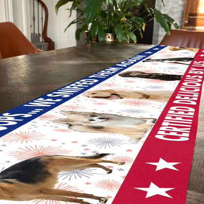 Personalized Oops We Sniffed Them Again Table Runner | Custom Dog Photo | Patriotic 4th Of July Table Runner For Kitchen 682365