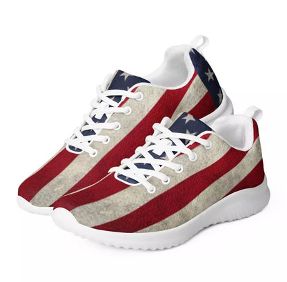 Sneakers with American flag design on a white background