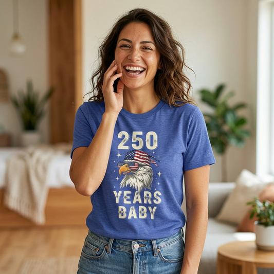 250 Years Baby Eagle American Flag T-Shirt | Patriotic USA Tee