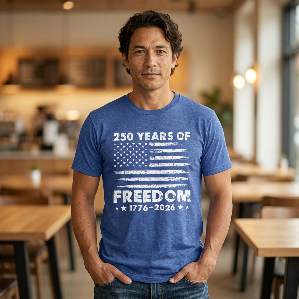 Freedom 250 Tee — 1776–2026 Patriotic American Flag Anniversary T-Shirt